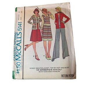 McCalls 5141 Vintage Sewing Pattern Jacket Vest Shirt Skirt Size 12 uncut 1976